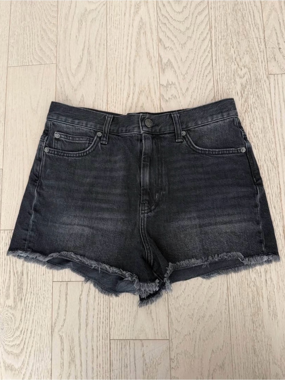 High-Rise Black Denim Cutoff Shorts